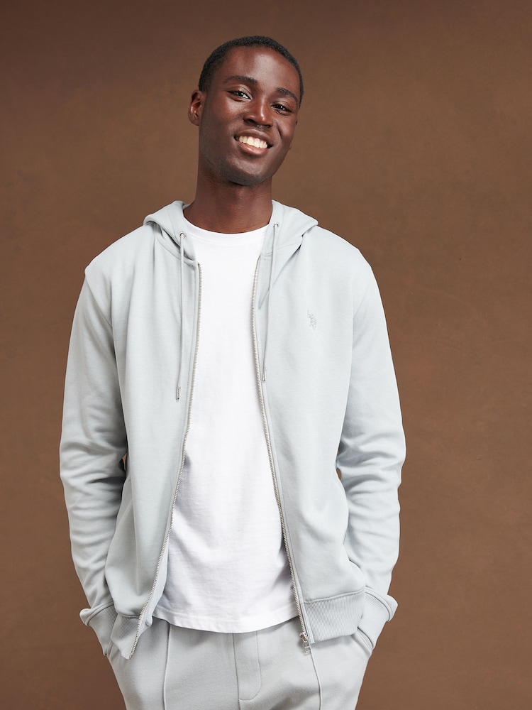 U.S. Polo Assn. Grey Mens Double Horsemen Zip Hoodie - Image 1 of 8