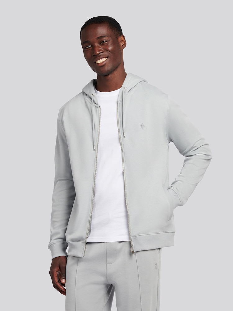 U.S. Polo Assn. Grey Mens Double Horsemen Zip Hoodie - Image 2 of 8