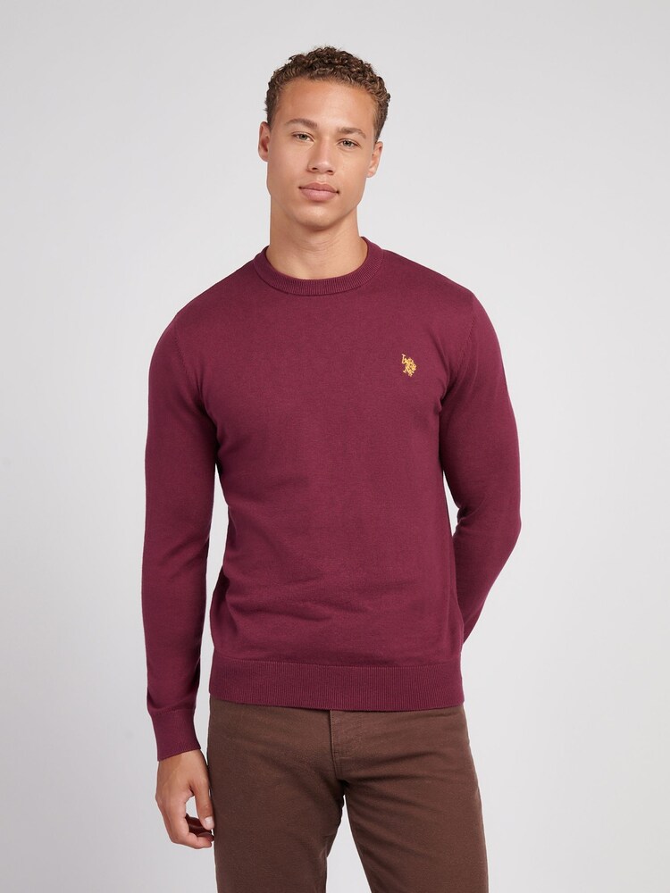U.S. Polo Assn. Purple Mens Cotton Crew Neck Jumper - Image 1 of 7 U.S. Polo Assn. Purple Mens Cotton Crew Neck Jumper - Image 1 of 7