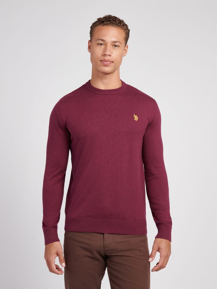 U.S. Polo Assn. Purple Mens Cotton Crew Neck Jumper - Image 2 of 7 U.S. Polo Assn. Purple Mens Cotton Crew Neck Jumper - Image 2 of 7