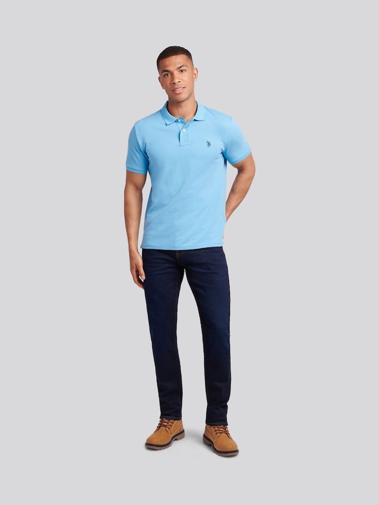 U.S. Polo Assn. Blue Mens Double Horsemen Polo Shirt - Image 1 of 8