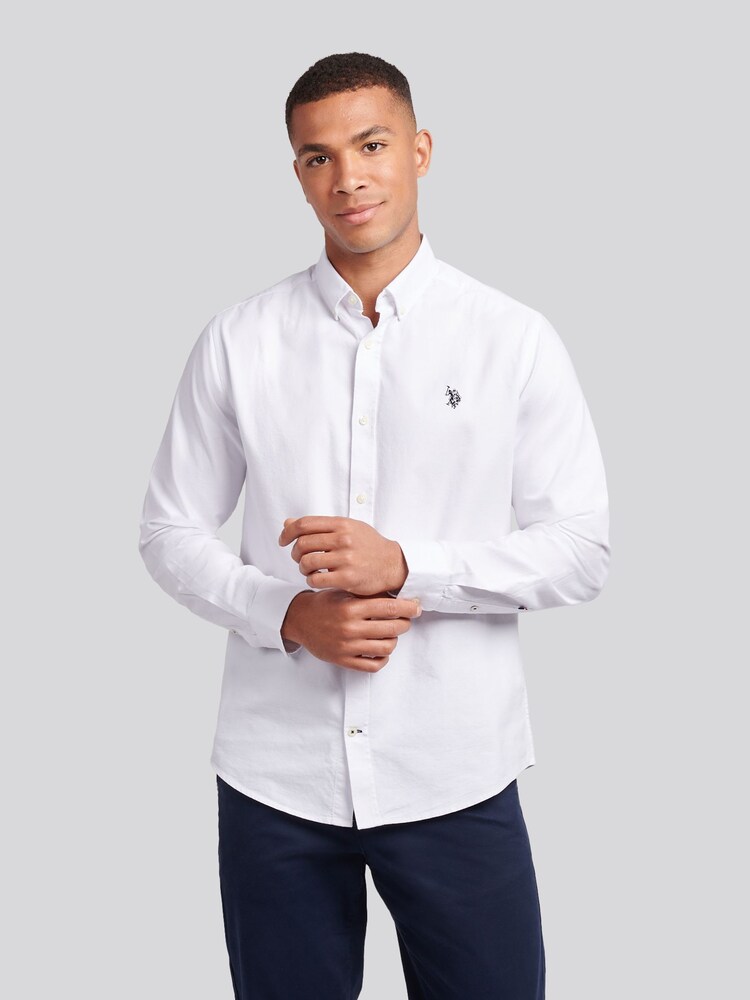 U.S. Polo Assn. White Mens Peached Oxford Shirt - Image 1 of 9