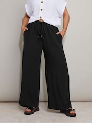 Schwarz - Yours Curve Twillhose mit weitem Bein - Bild 1 von 6