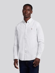 Cinza - U.S. Polo Assn. Camisas Oxford Pêssego Masculinas - Imagem 1 de 8