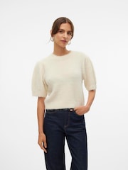 VERO MODA Cream Short Puff Sleeve Jumper - Image 3 of 5
