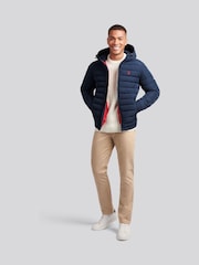 U.S. Polo Assn. Blue Mens Lightweight Quilt Hooded Puffer Jacket - Image 3 of 11