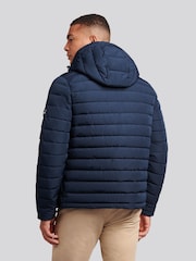 U.S. Polo Assn. Blue Mens Lightweight Quilt Hooded Puffer Jacket - Image 4 of 11