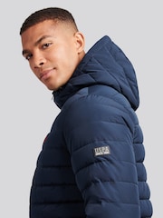 U.S. Polo Assn. Blue Mens Lightweight Quilt Hooded Puffer Jacket - Image 5 of 11