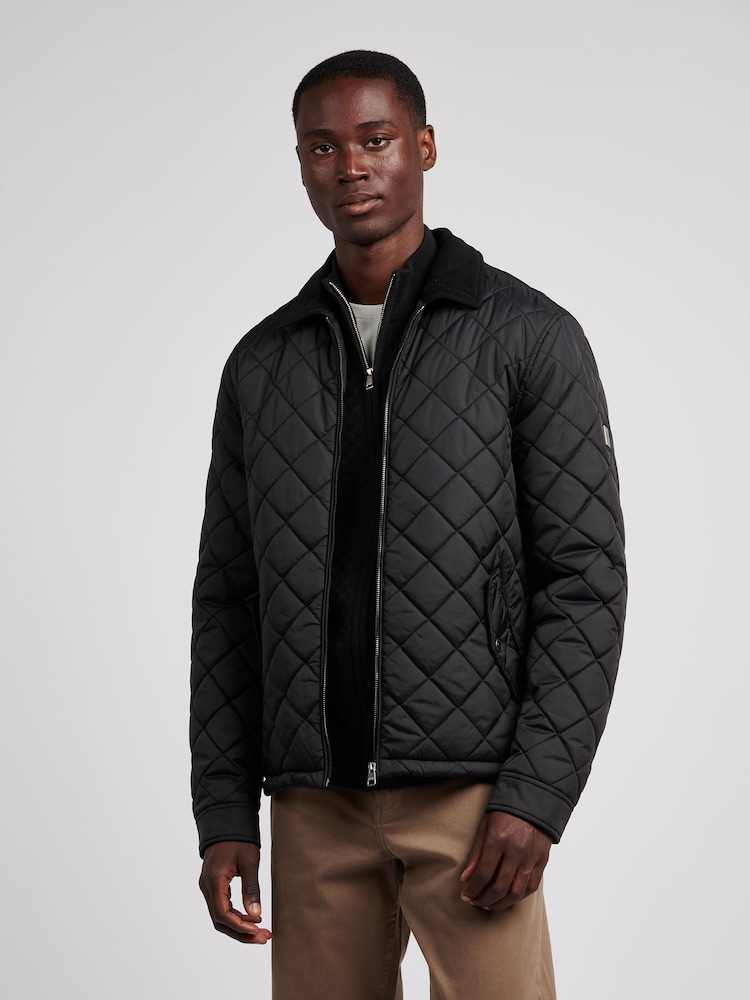 U.S. Polo Assn. Black Mens Diamond Quilt Padded Collared Jacket - Image 1 of 11 U.S. Polo Assn. Black Mens Diamond Quilt Padded Collared Jacket - Image 1 of 11