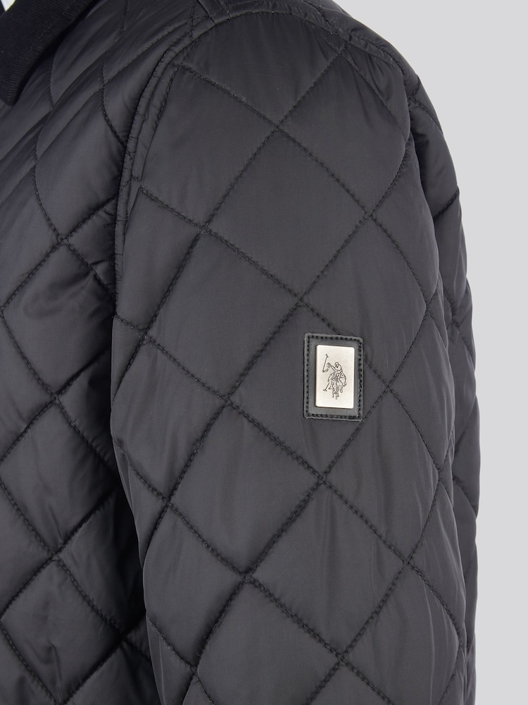 U.S. Polo Assn. Black Mens Diamond Quilt Padded Collared Jacket - Image 11 of 11 U.S. Polo Assn. Black Mens Diamond Quilt Padded Collared Jacket - Image 11 of 11