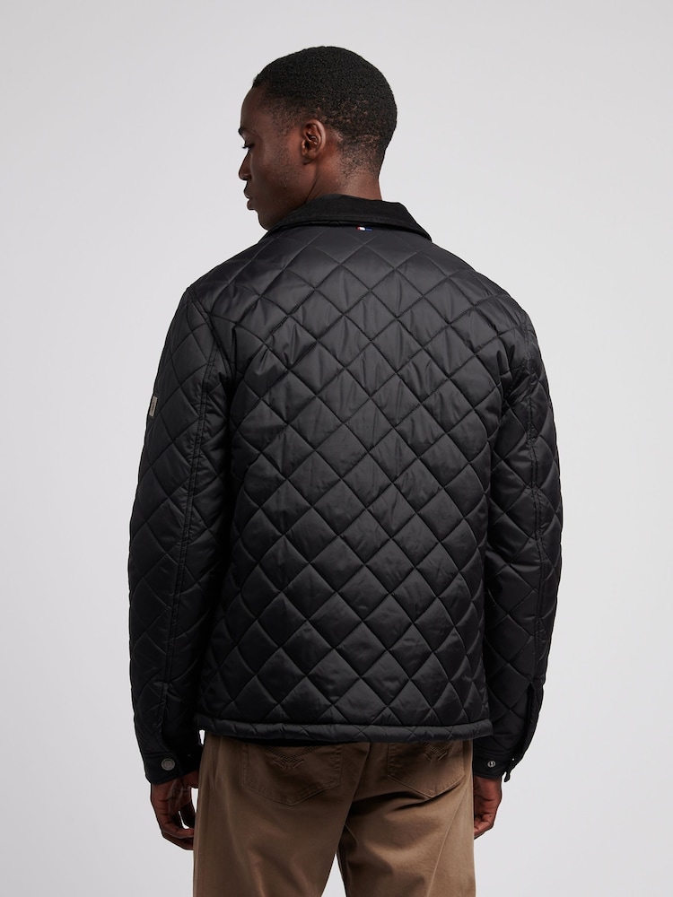 U.S. Polo Assn. Black Mens Diamond Quilt Padded Collared Jacket - Image 2 of 11 U.S. Polo Assn. Black Mens Diamond Quilt Padded Collared Jacket - Image 2 of 11