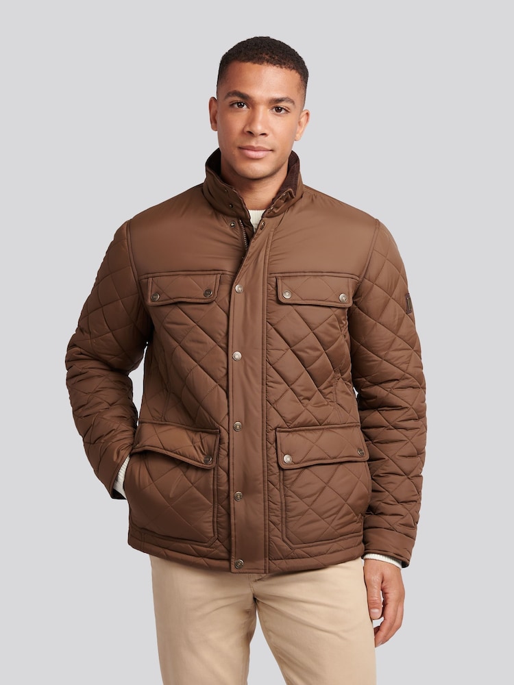 U.S. Polo Assn. Brown Mens Diamond Quilted Funnel Jacket - Image 1 of 11 U.S. Polo Assn. Brown Mens Diamond Quilted Funnel Jacket - Image 1 of 11