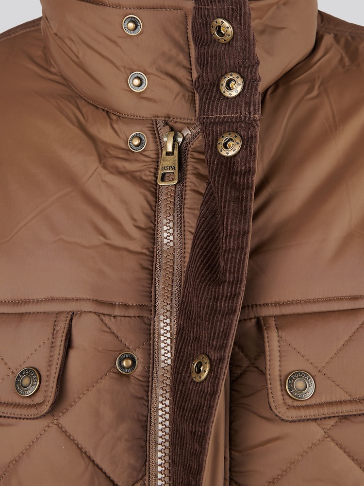 Buy Polo Brown Mens Diamond Quilted Funnel Jacket from