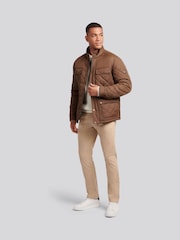 U.S. Polo Assn. Brown Mens Diamond Quilted Funnel Jacket - Image 3 of 11