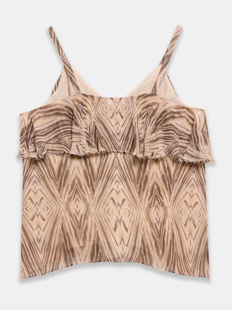 Mint Velvet Brown Geometric Print Camisole Top - Image 8 of 8