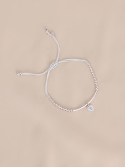 Sterlinq Gümüş - Birthstone Ürək Çekme Bilərzik - 14şəkildən 14 şəkil