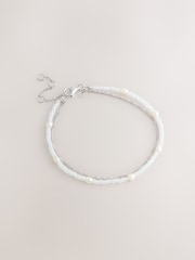 Sterling Silver Tone Pearl Two Layer Bracelet - Image 1 of 3