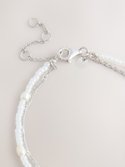 Sterling Silver Tone Pearl Two Layer Bracelet - Image 2 of 3