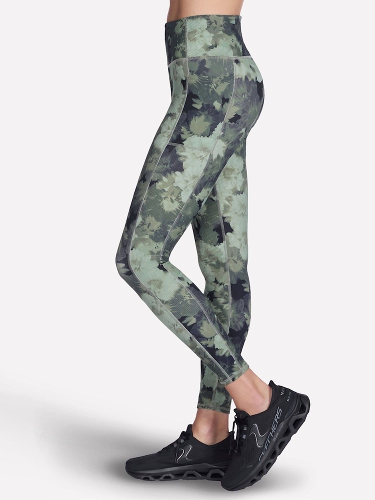 Skechers Green GO FLEX Rib Inbloom Leggings - Image 3 of 3 Skechers Green GO FLEX Rib Inbloom Leggings - Image 3 of 3