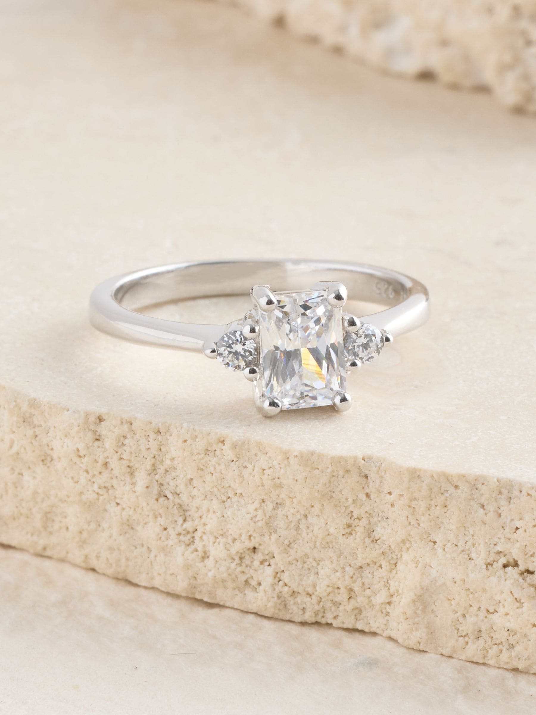 Buy Sterling Silver Rectangular Sparkle Ring from Next Gibraltar