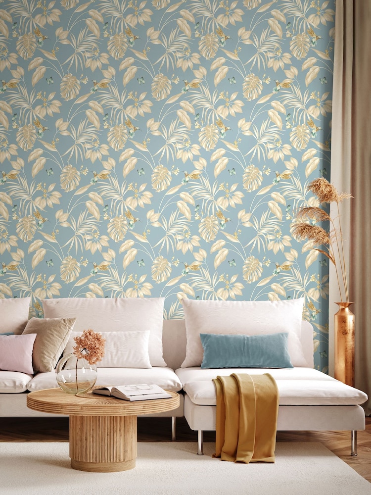 Ohpopsi Antique Blue Hummingbird 10M Wallpaper - Image 1 of 3