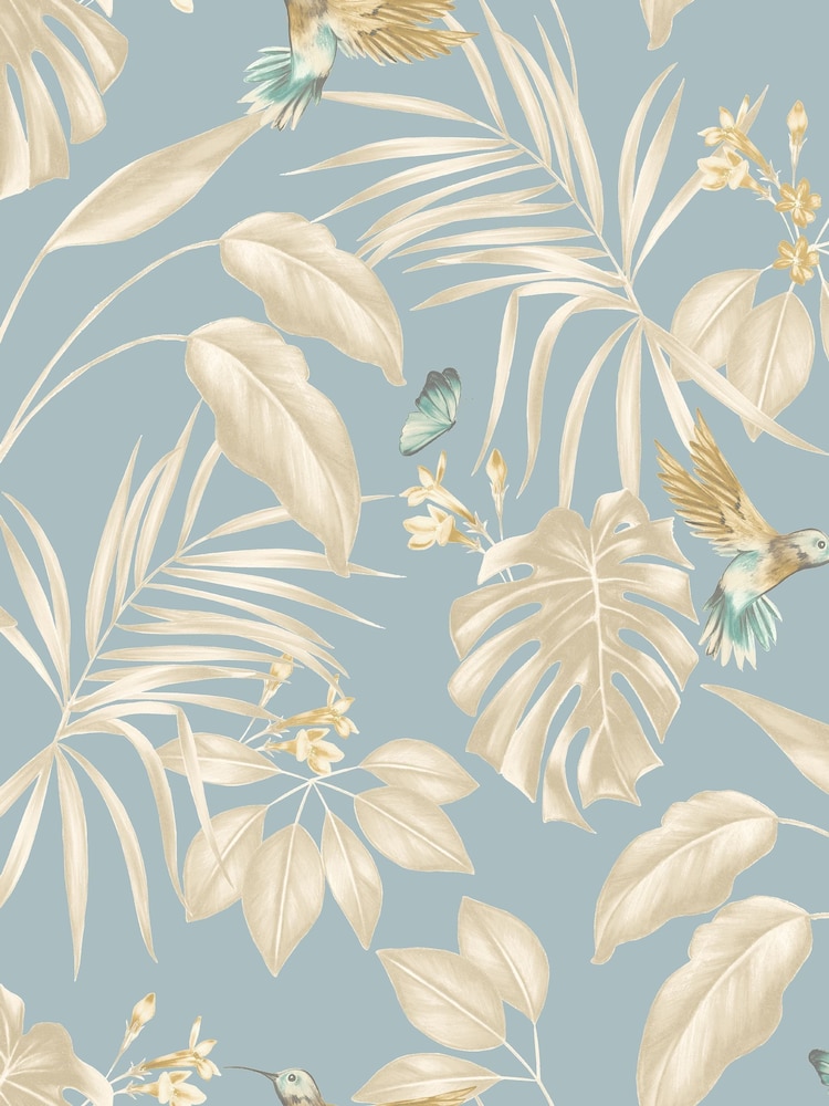 Ohpopsi Antique Blue Hummingbird 10M Wallpaper - Image 3 of 3
