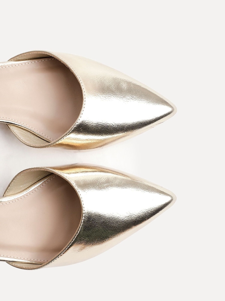 Linzi Gold Wide Fit Dolly Low Block Court Heels - Image 6 of 6 Linzi Gold Wide Fit Dolly Low Block Court Heels - Image 6 of 6