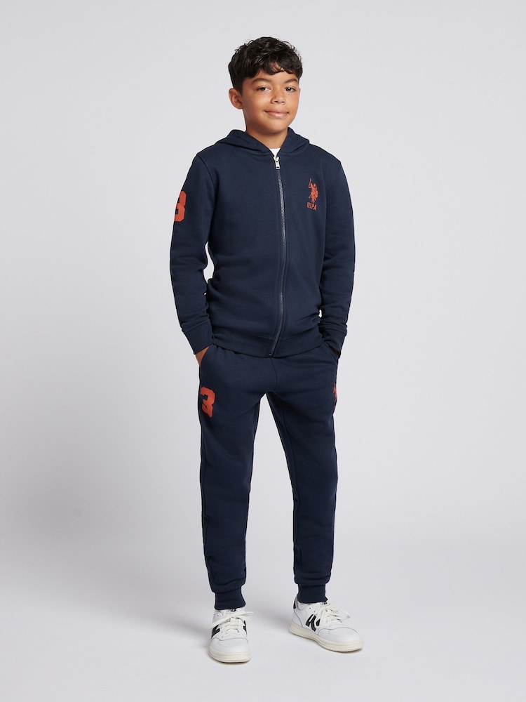 U.S. Polo Assn. Navy Blue Boys Player 3 Zip Hoodie and Joggers Set - Image 1 of 10