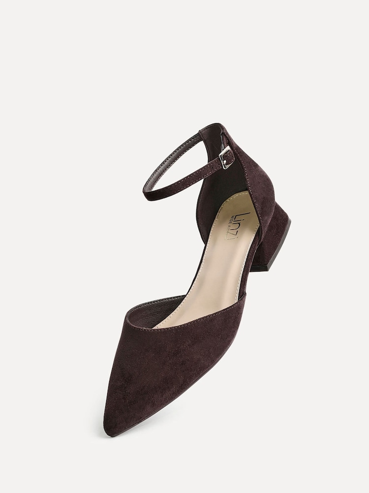 Linzi Brown Wide Fit Dolly Low Block Court Heels - Image 5 of 5 Linzi Brown Wide Fit Dolly Low Block Court Heels - Image 5 of 5