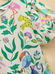 Joules Girls' Nellie Jungle Print Short Sleeve Tiered Jersey Dress - Image 6 of 7