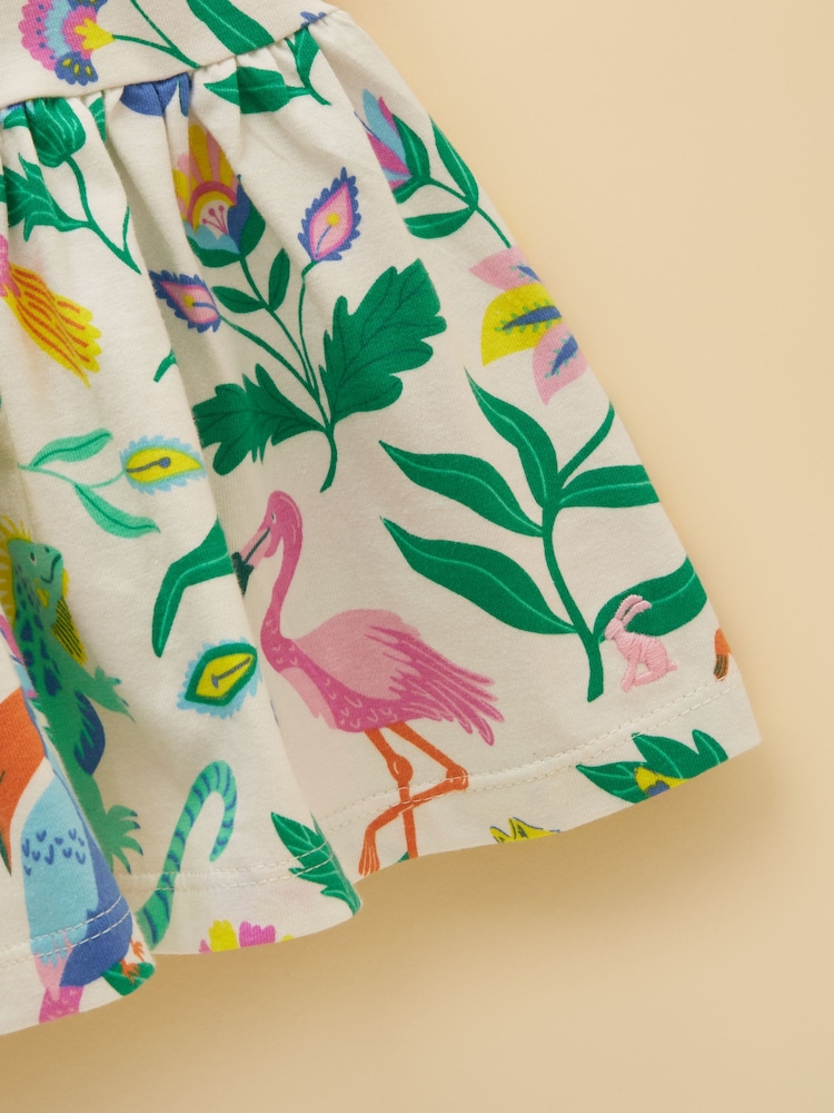 Joules Girls' Nellie Jungle Print Short Sleeve Tiered Jersey Dress - Image 7 of 7