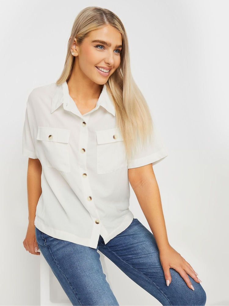 M&Co Cream Short Sleeve Utility Shirt - Image 1 of 5