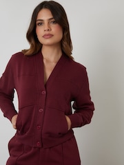 Threadbare Red Sweat Bomber Cardigan & Joggers Co-ord Set - Image 2 of 4