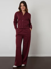 Threadbare Red Sweat Bomber Cardigan & Joggers Co-ord Set - Image 3 of 4