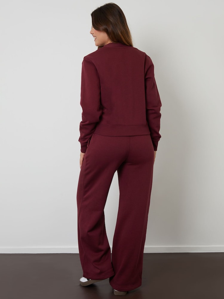 Threadbare Red Sweat Bomber Cardigan & Joggers Co-ord Set - Image 4 of 4