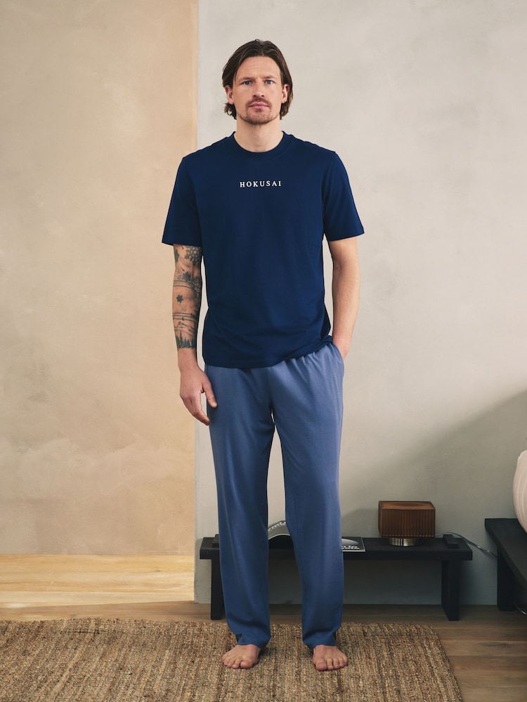 Marineblau/Weiß - Hokusai Jersey Short Sleeve Pyjamas Set 2 Pack - Bild 2 von 9