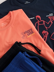 برتقالي/أسود - Graphic Short Sleeve Jersey Pyjamas Set 2 Pack - صورة 11 من 12