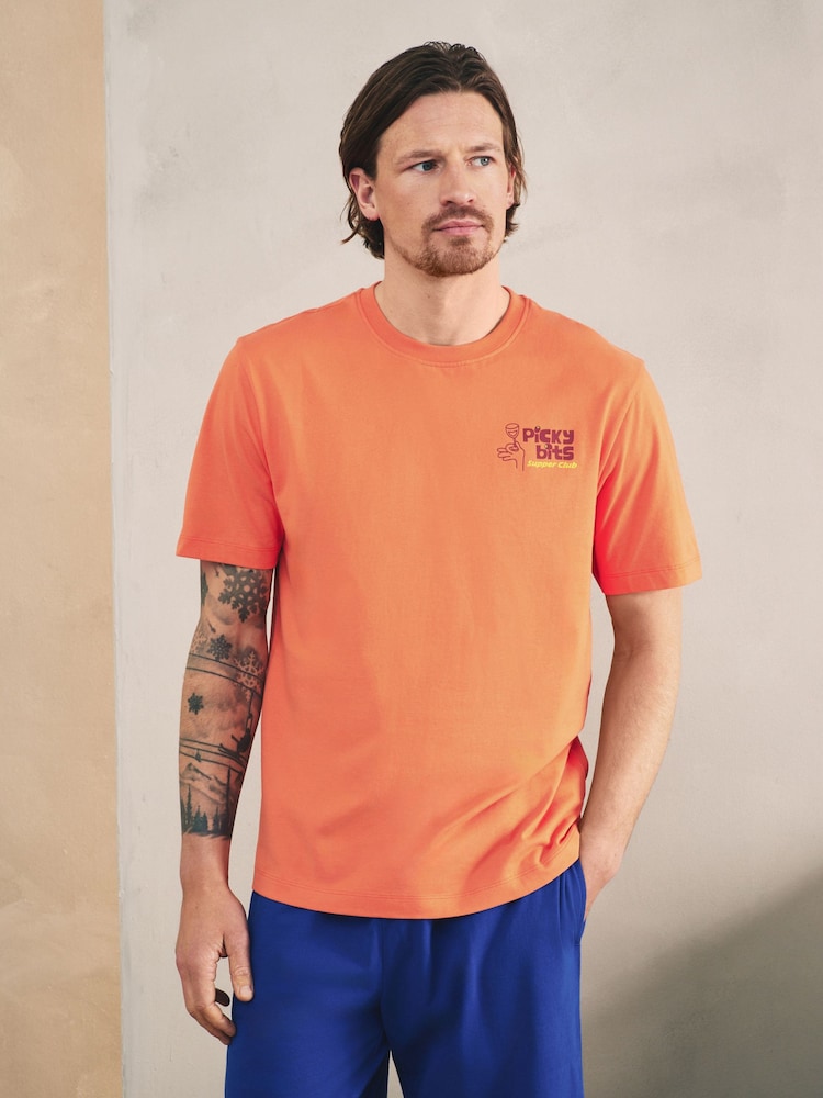 برتقالي/أسود - Graphic Short Sleeve Jersey Pyjamas Set 2 Pack - صورة 2 من 12