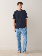 Blau - Printed Short Sleeve Pyjamas Set - Bild 1 von 10