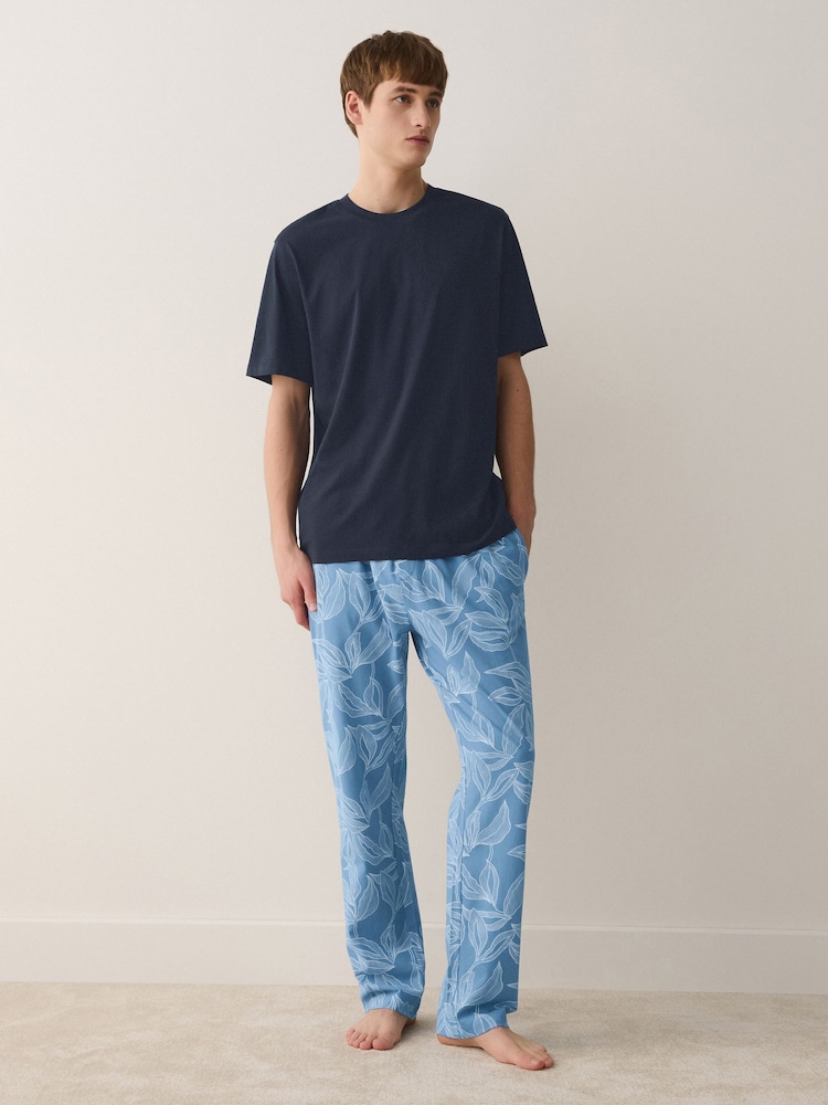 Blau - Printed Short Sleeve Pyjamas Set - Bild 1 von 10