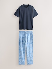 Blau - Printed Short Sleeve Pyjamas Set - Bild 5 von 10
