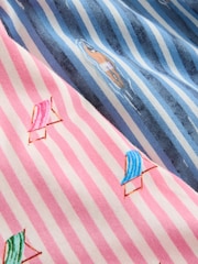 Korallenrot/Blau - Printed Short Sleeve Jersey Pyjamas Set 2 Pack - Bild 6 von 7