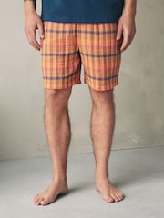 Navy Blue/Orange Woven Short Sleeve Pyjamas Set - Image 2 of 11