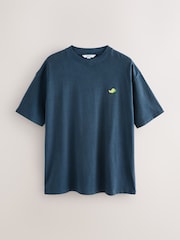 Navy Blue/Orange Woven Short Sleeve Pyjamas Set - Image 8 of 11