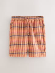 Navy Blue/Orange Woven Short Sleeve Pyjamas Set - Image 9 of 11