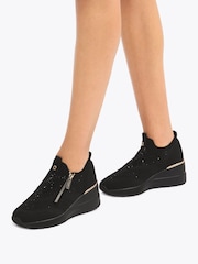 Preto - Tênis Carvela Rise Zip Knit - Imagem 1 de 5