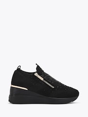 Preto - Tênis Carvela Rise Zip Knit - Imagem 2 de 5