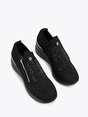 Preto - Tênis Carvela Rise Zip Knit - Imagem 3 de 5