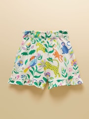 Joules Girls' Daisy Cream Jersey Frill Shorts - Image 1 of 4