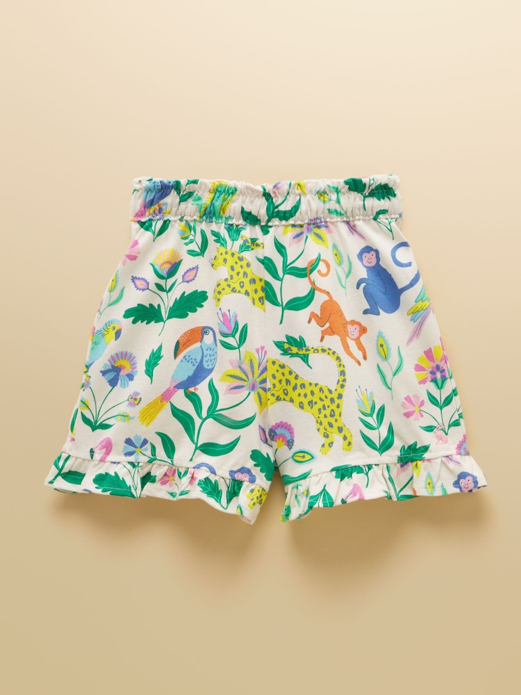 Joules Girls' Daisy Cream Jersey Frill Shorts - Image 1 of 4